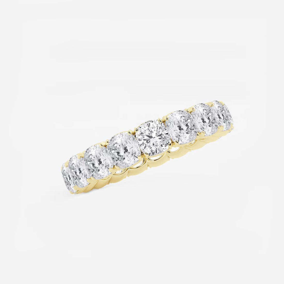 Timeless Cushion Cut Lab Grown Diamond Eternity Band Ring in Solid Gold