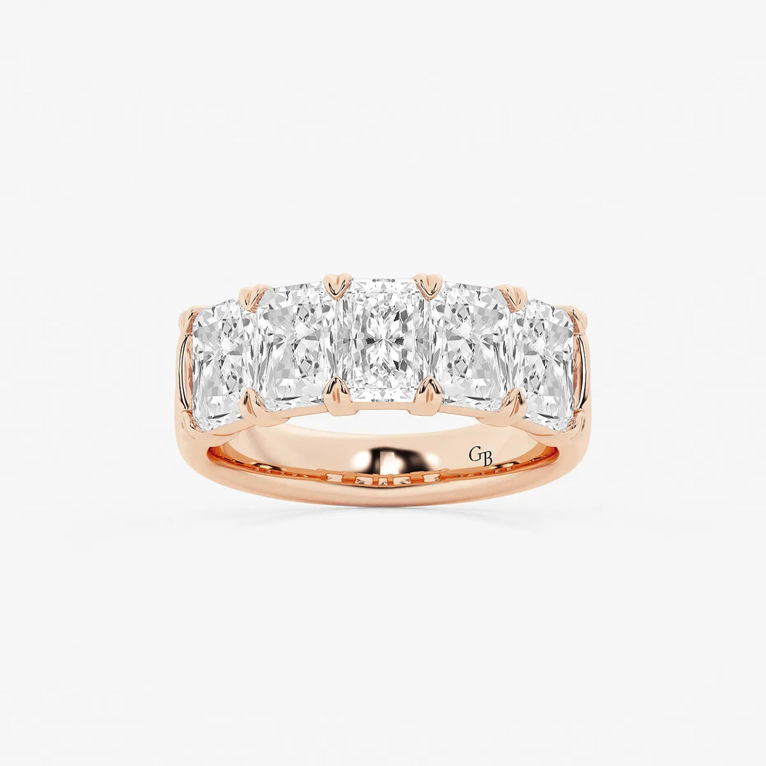 Elegant Radiant Cut Lab Grown Diamond Five Stone Anniversary Band in Solid Gold