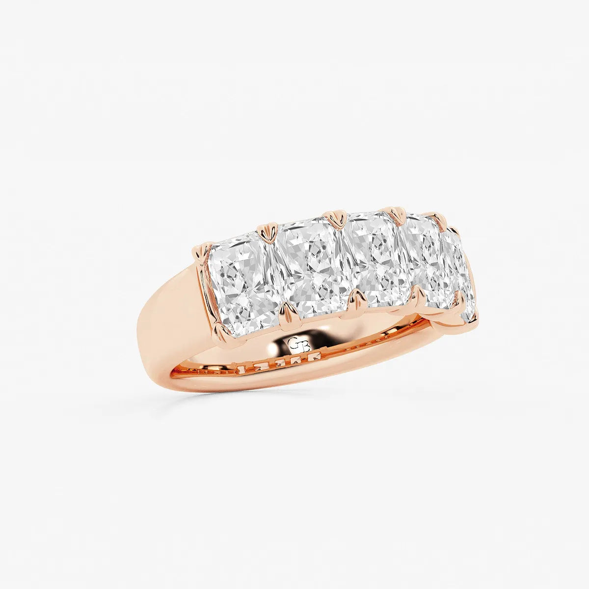 Elegant Radiant Cut Lab Grown Diamond Five Stone Anniversary Band in Solid Gold