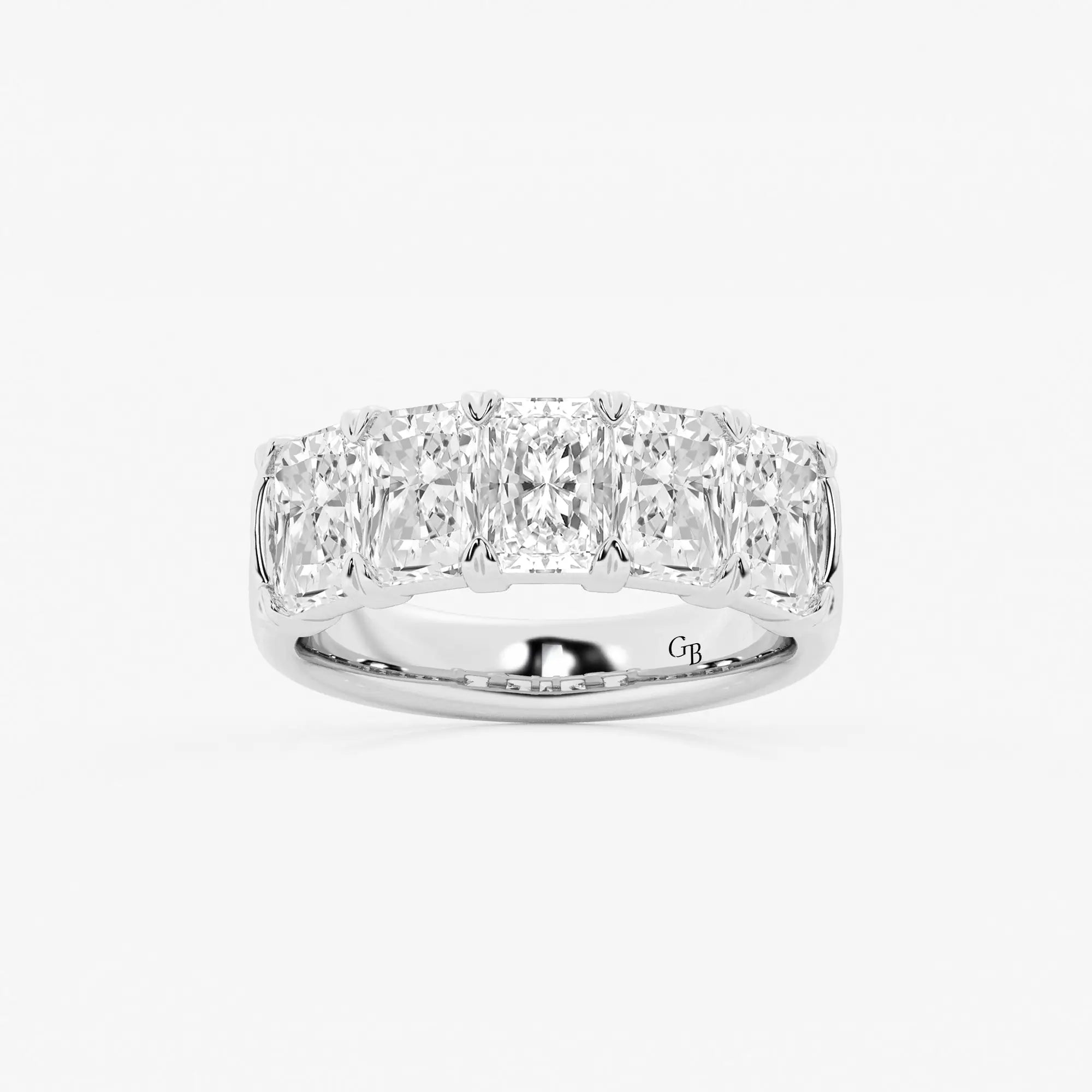 Elegant Radiant Cut Lab Grown Diamond Five Stone Anniversary Band in Solid Gold
