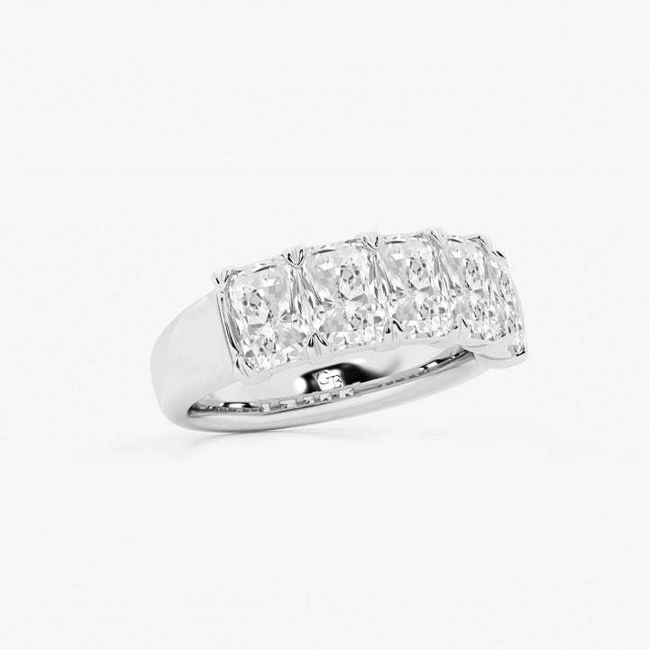 Elegant Radiant Cut Lab Grown Diamond Five Stone Anniversary Band in Solid Gold