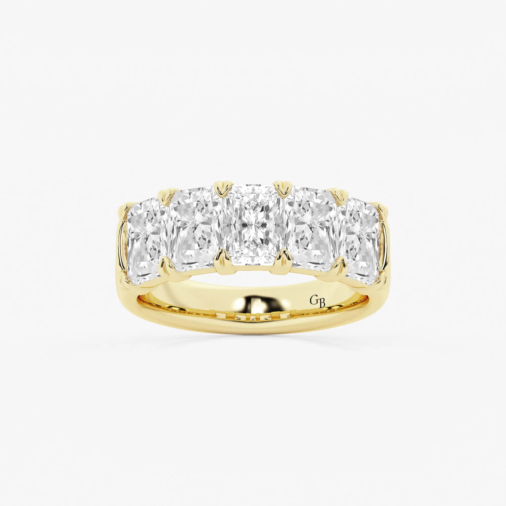 Elegant Radiant Cut Lab Grown Diamond Five Stone Anniversary Band in Solid Gold