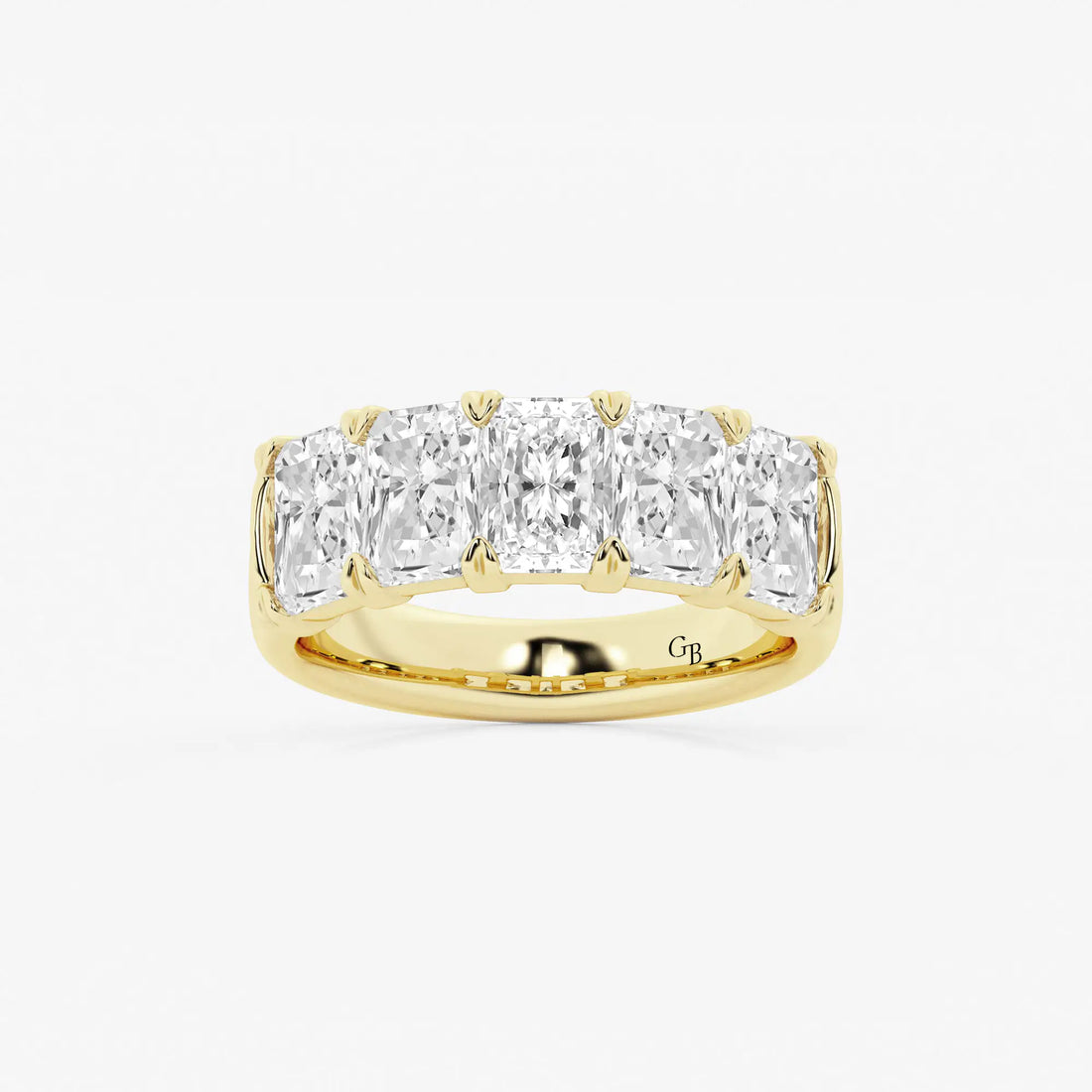 Elegant Radiant Cut Lab Grown Diamond Five Stone Anniversary Band in Solid Gold