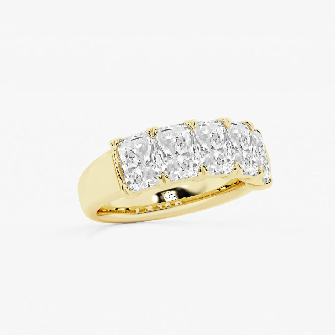 Elegant Radiant Cut Lab Grown Diamond Five Stone Anniversary Band in Solid Gold