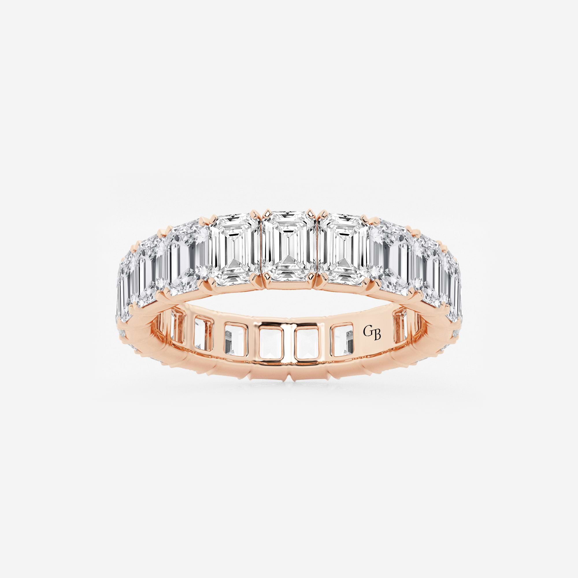 Classic Emerald Cut Lab Grown Diamond Eternity Band in Solid Gold