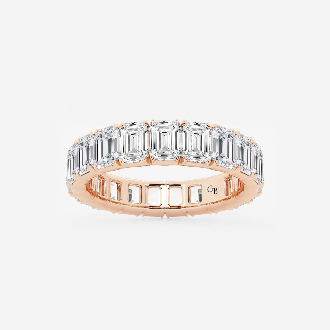 Classic Emerald Cut Lab Grown Diamond Eternity Band in Solid Gold