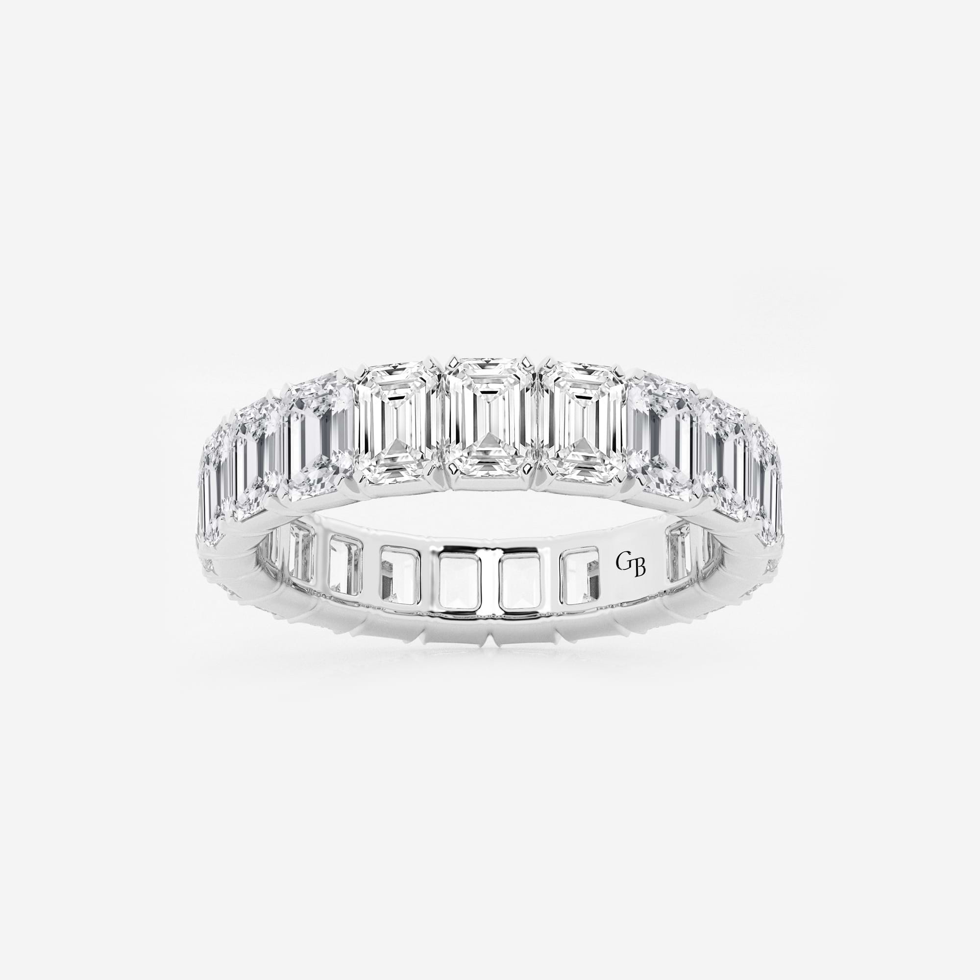 Classic Emerald Cut Lab Grown Diamond Eternity Band in Solid Gold