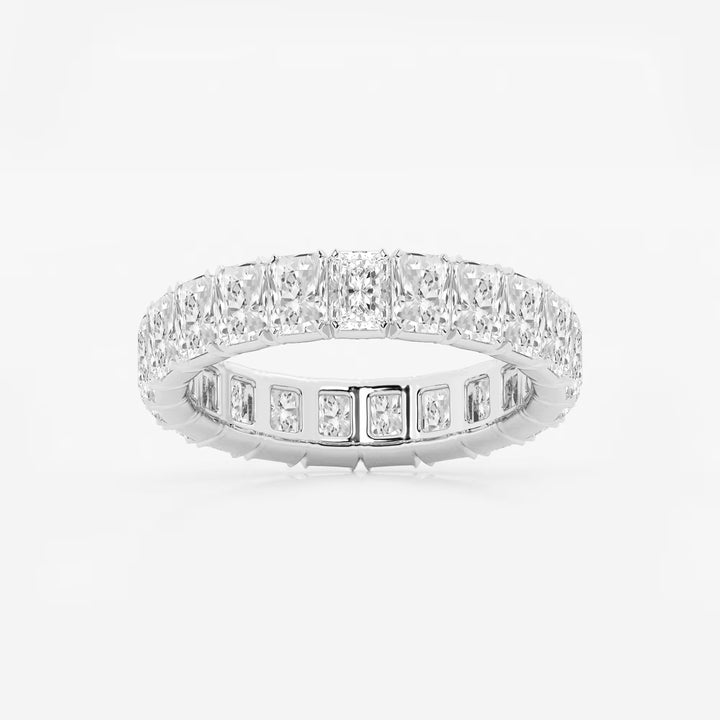 Refined Radiant Cut Lab Grown Diamond V Prong Eternity Band in Solid Gold