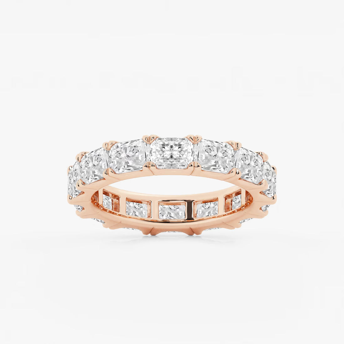 Sleek East West Radiant Cut Lab Grown Diamond Eternity Band in Solid Gold