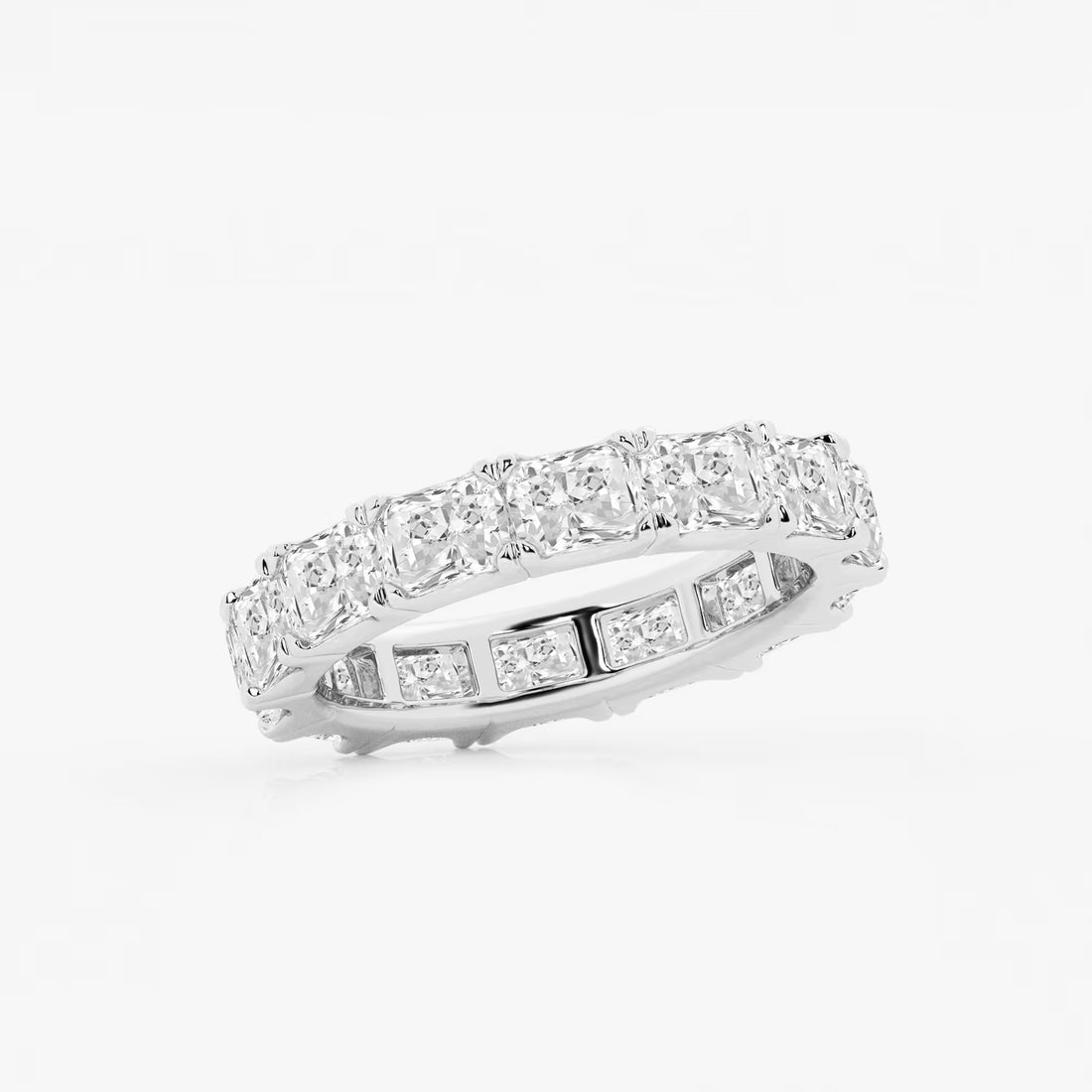 Sleek East West Radiant Cut Lab Grown Diamond Eternity Band in Solid Gold