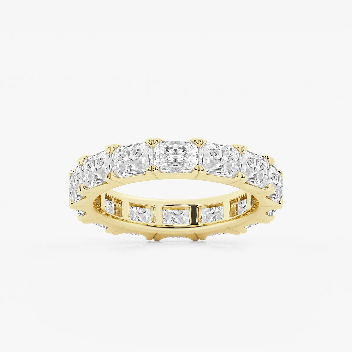 Sleek East West Radiant Cut Lab Grown Diamond Eternity Band in Solid Gold