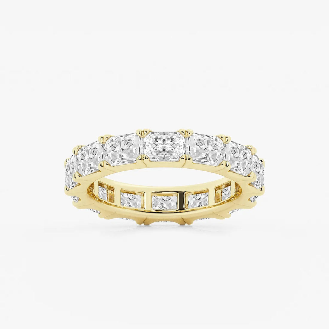 Sleek East West Radiant Cut Lab Grown Diamond Eternity Band in Solid Gold