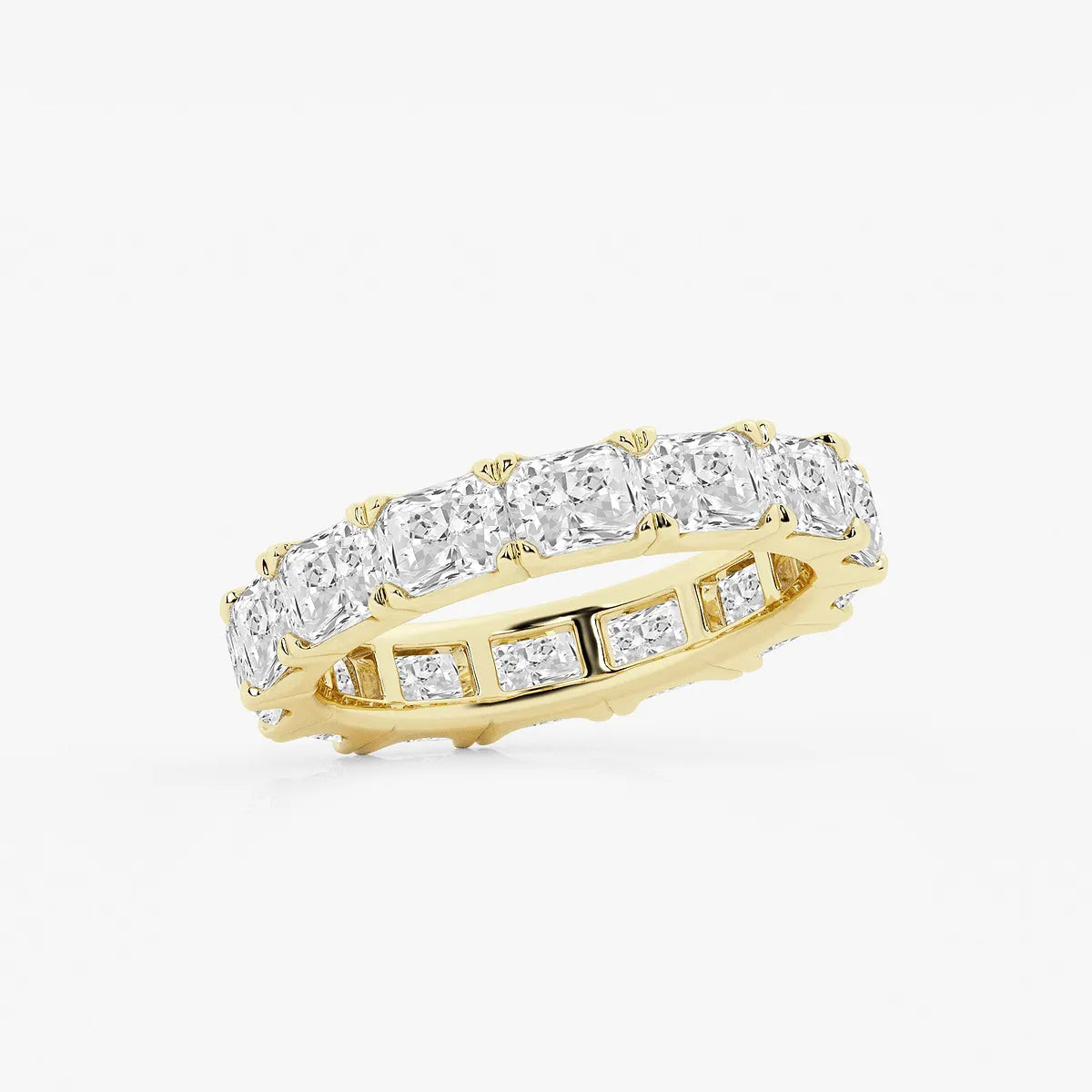 Sleek East West Radiant Cut Lab Grown Diamond Eternity Band in Solid Gold
