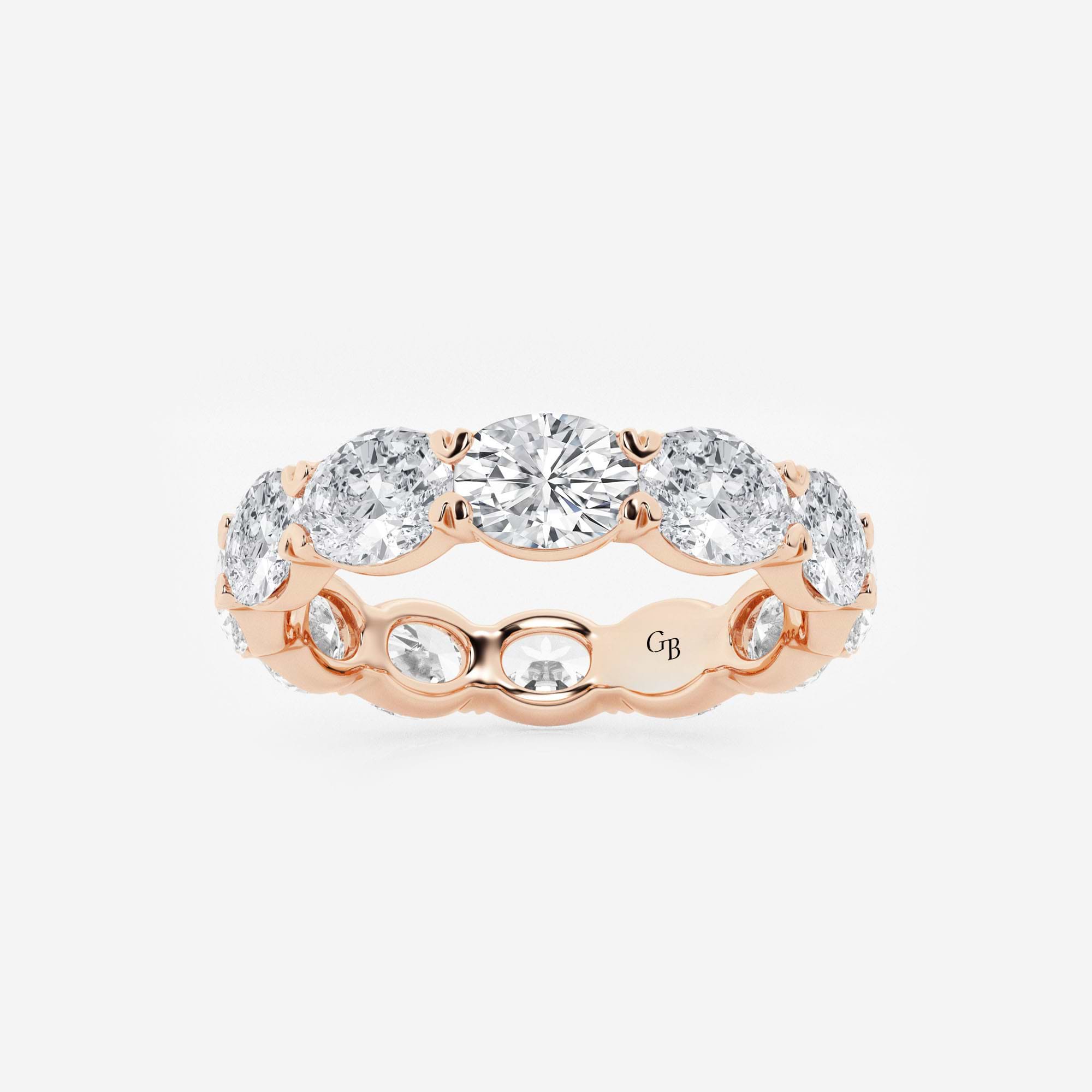 Modern East West Oval Lab Grown Diamond Eternity Band in Solid Gold