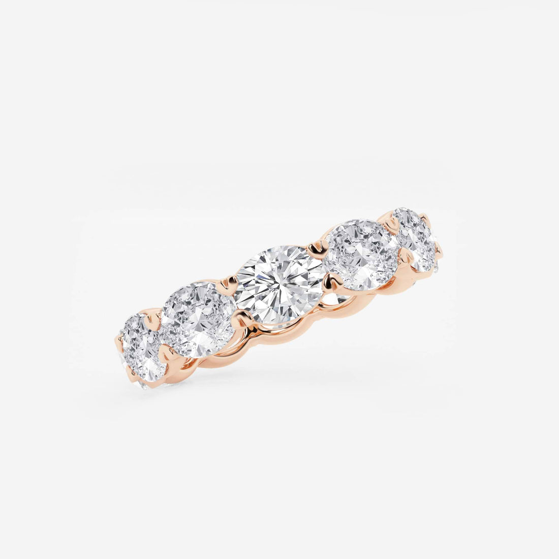 Modern East West Oval Lab Grown Diamond Eternity Band in Solid Gold