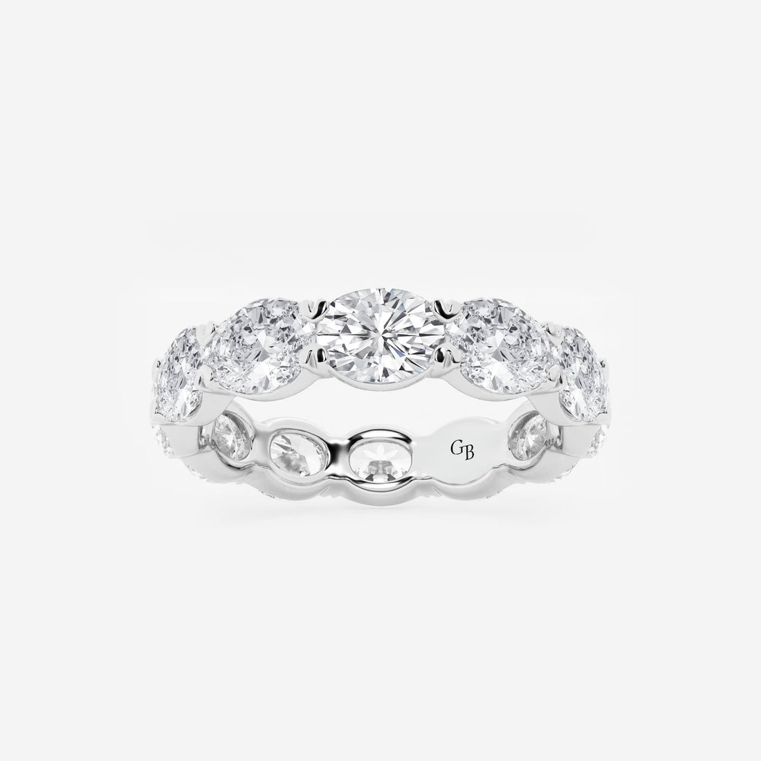 Modern East West Oval Lab Grown Diamond Eternity Band in Solid Gold
