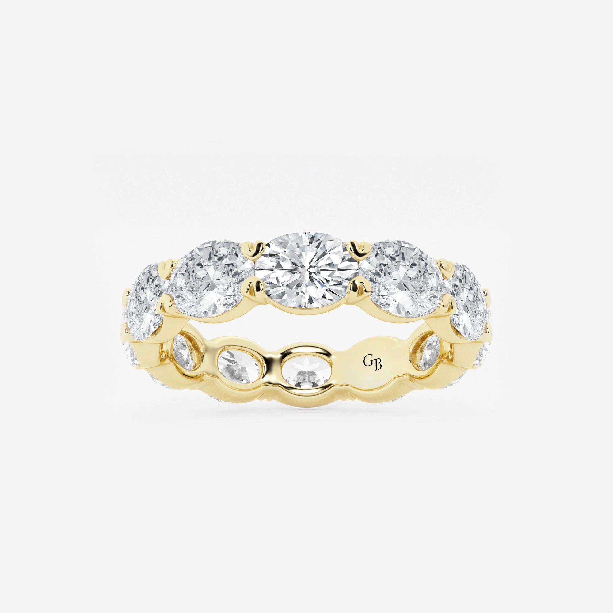 Modern East West Oval Lab Grown Diamond Eternity Band in Solid Gold