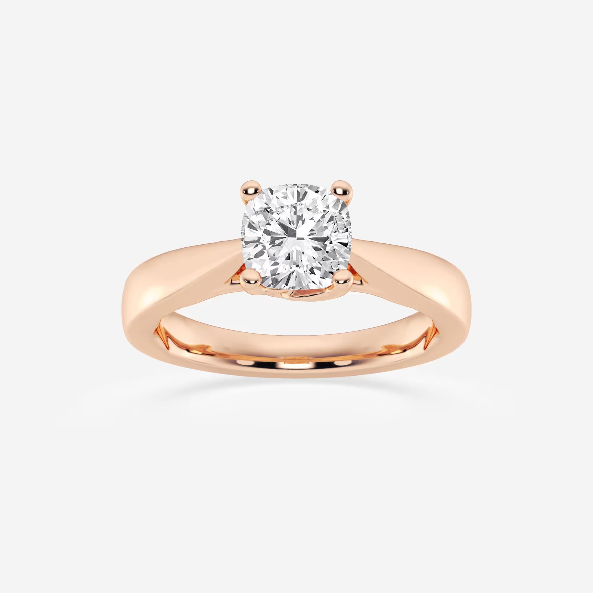 Cushion Cut Lab Grown Diamond Floral Solitaire Engagement Ring