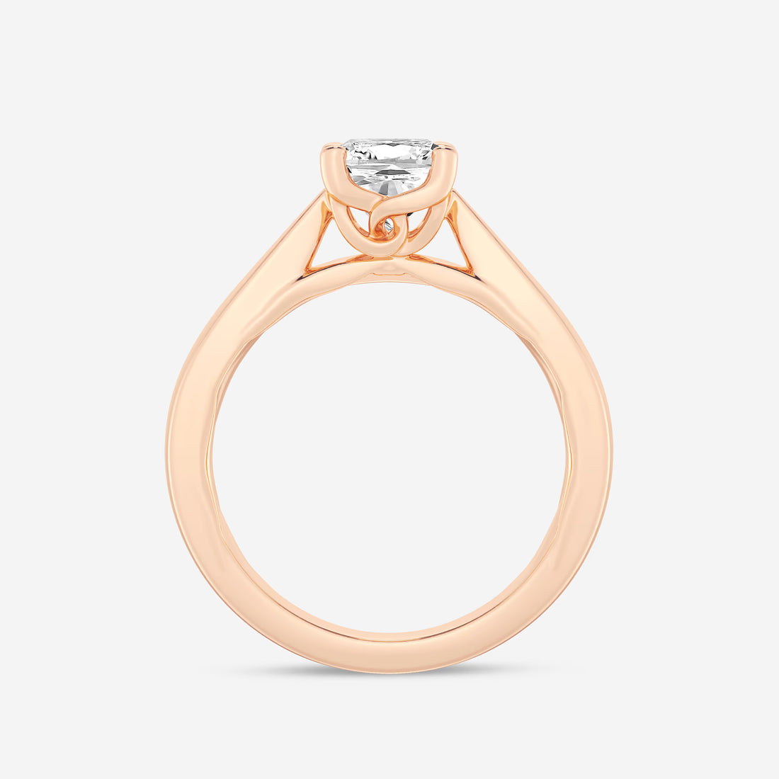 Cushion Cut Lab Grown Diamond Floral Solitaire Engagement Ring
