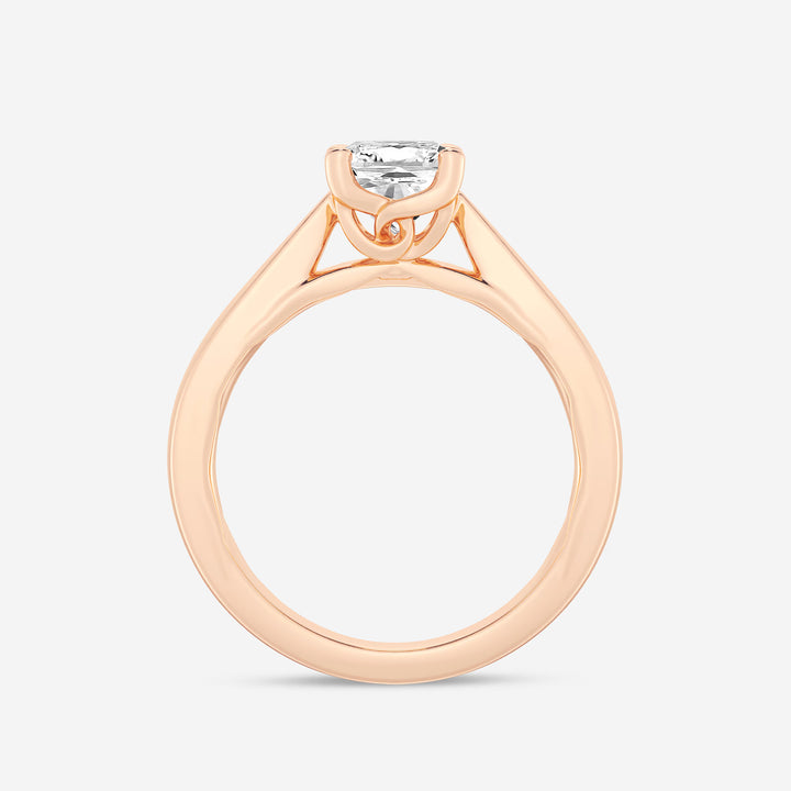 Cushion Cut Lab Grown Diamond Floral Solitaire Engagement Ring