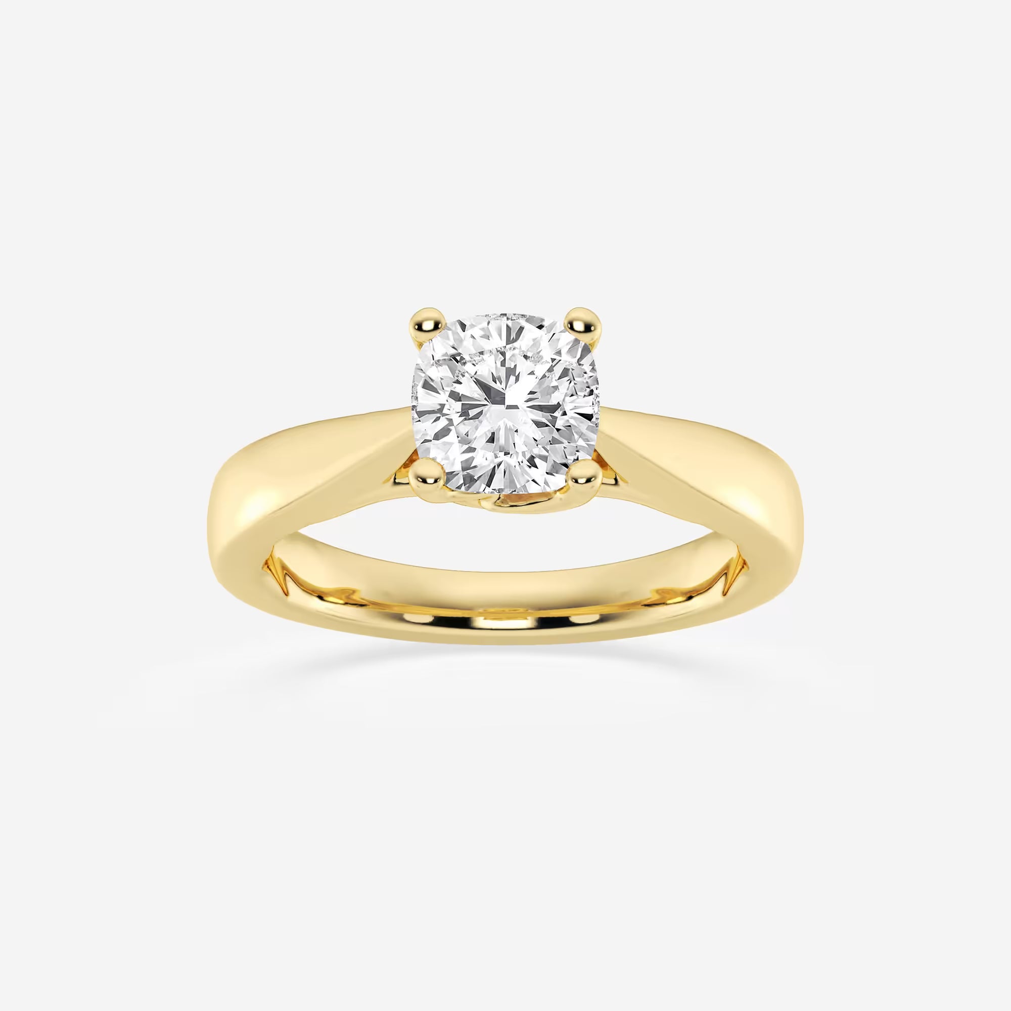 Cushion Cut Lab Grown Diamond Floral Solitaire Engagement Ring