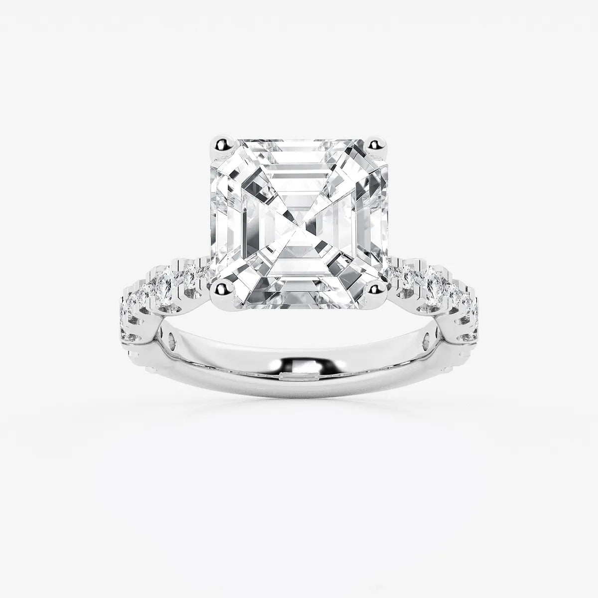 Asscher Lab Grown Diamond Station Engagement Ring