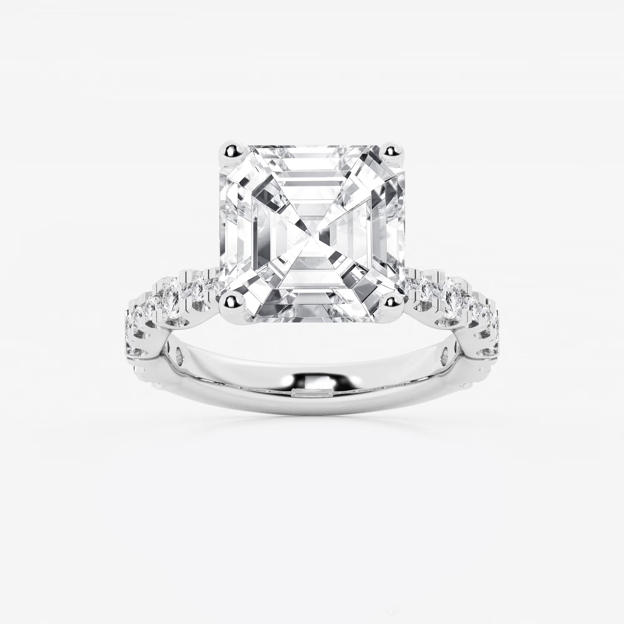 Asscher Lab Grown Diamond Station Engagement Ring