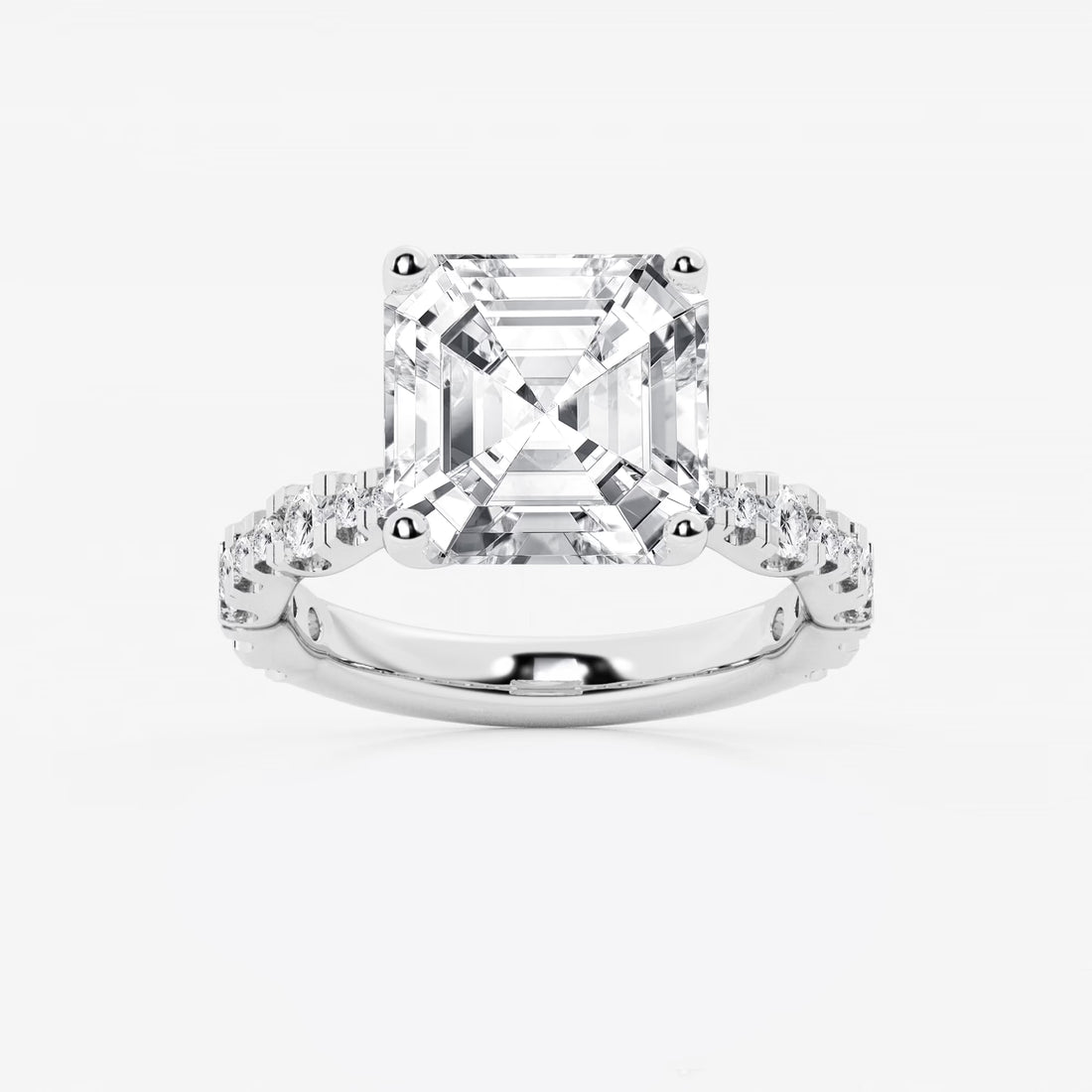 Asscher Lab Grown Diamond Station Engagement Ring