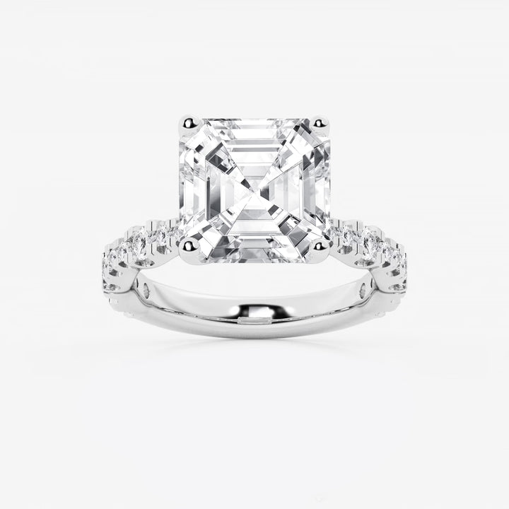 Asscher Lab Grown Diamond Station Engagement Ring