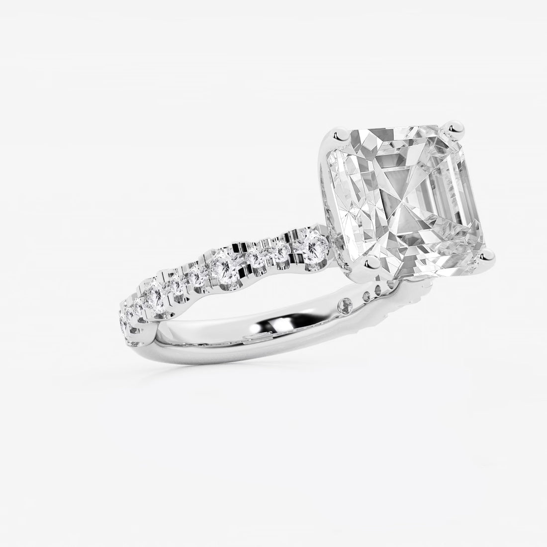 Asscher Lab Grown Diamond Station Engagement Ring