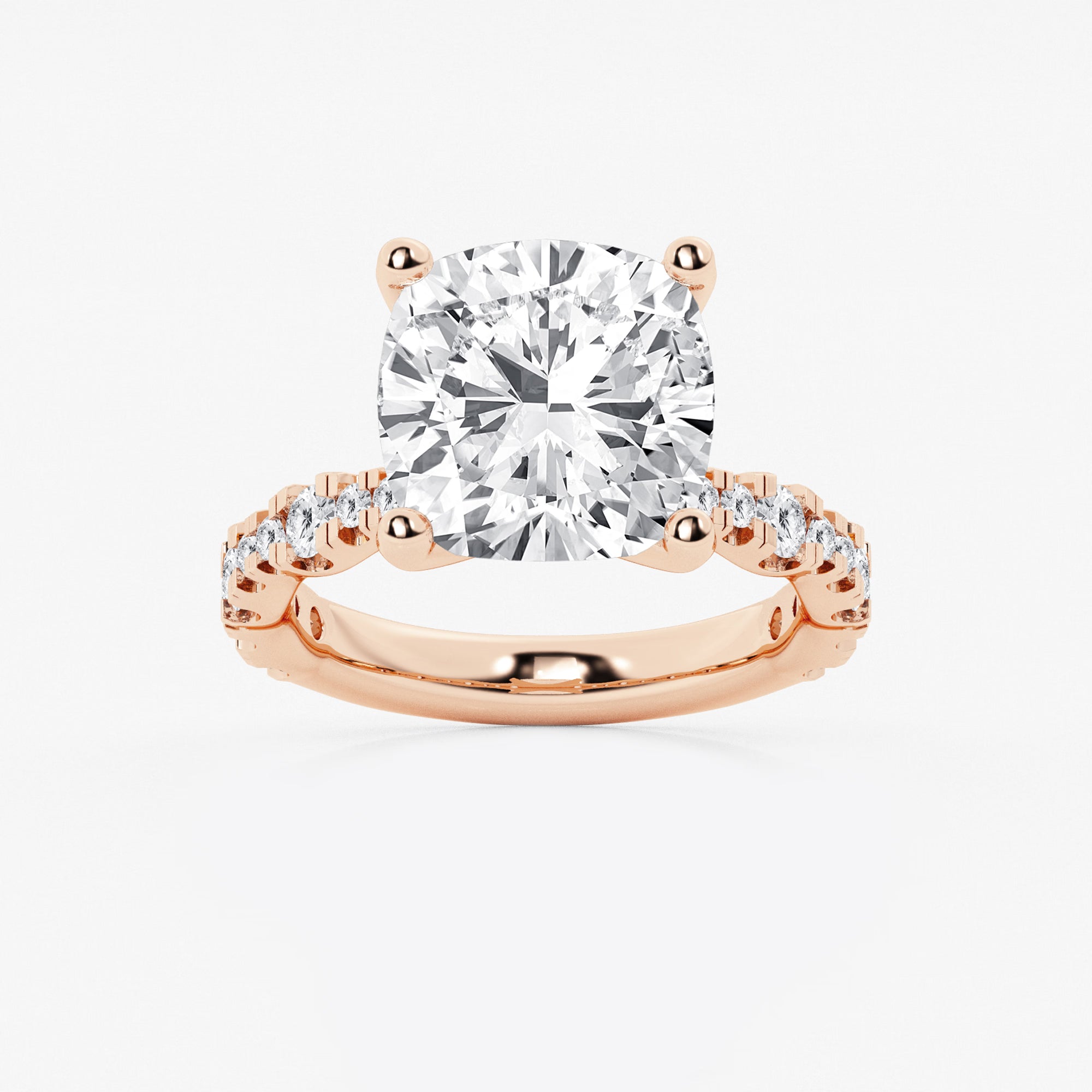 Cushion Lab Grown Diamond Station Engagement Ring