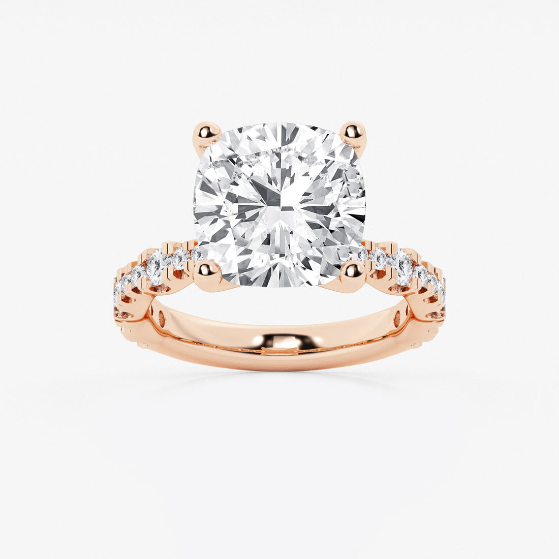 Cushion Lab Grown Diamond Station Engagement Ring