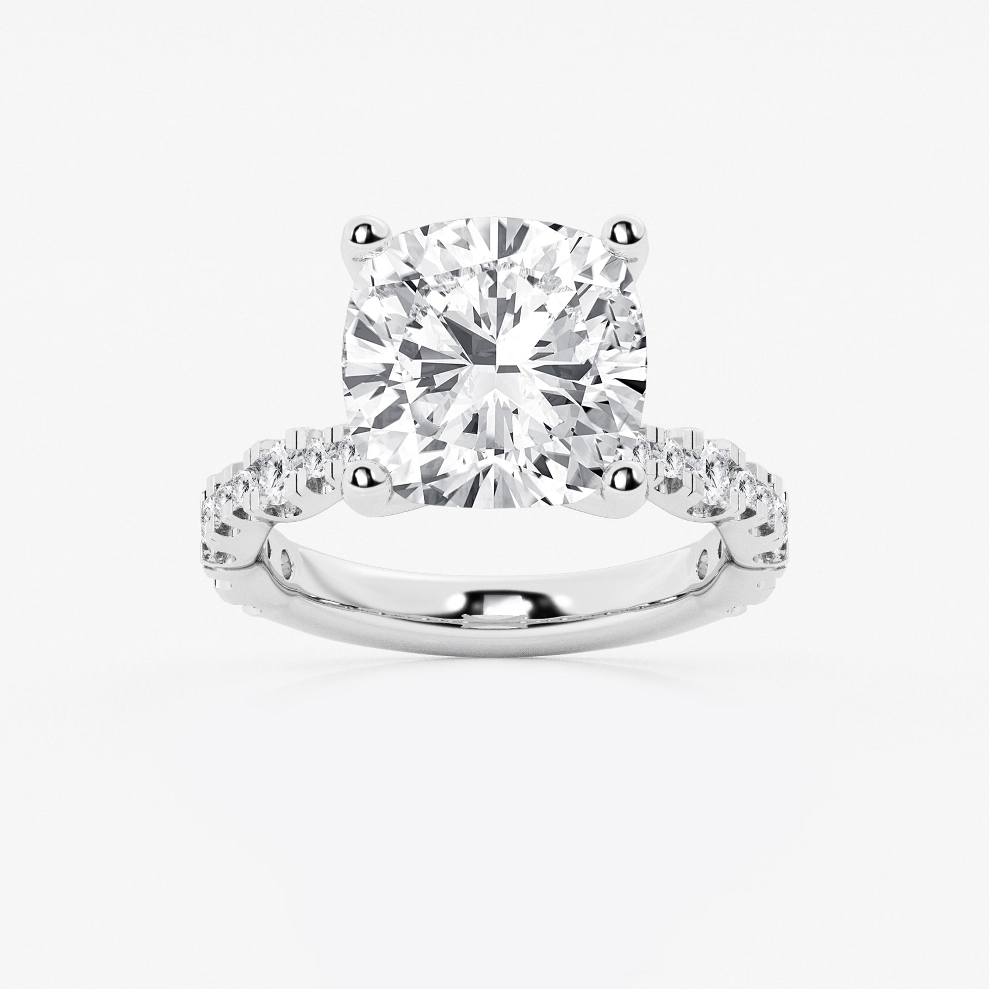 Cushion Lab Grown Diamond Station Engagement Ring