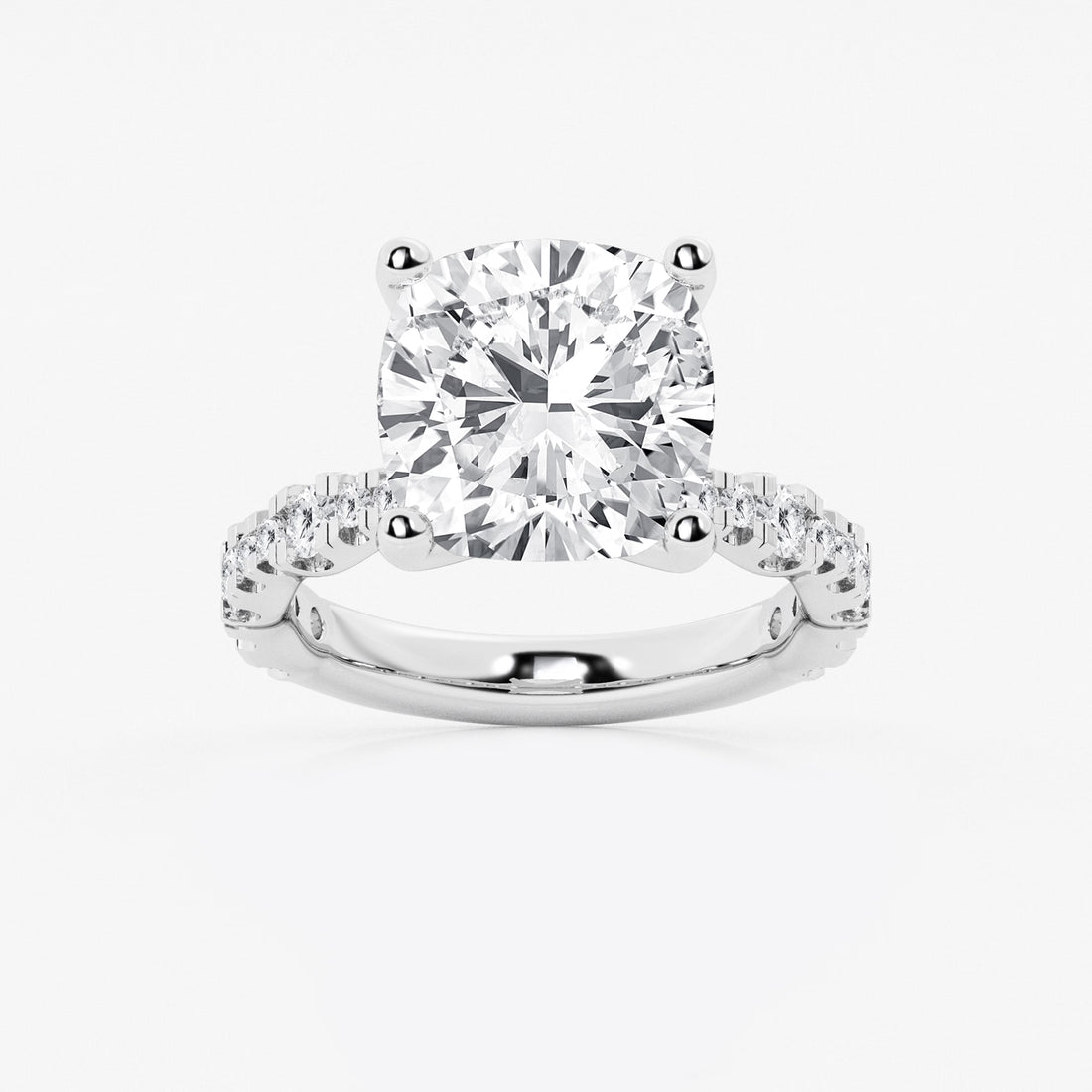 Cushion Lab Grown Diamond Station Engagement Ring