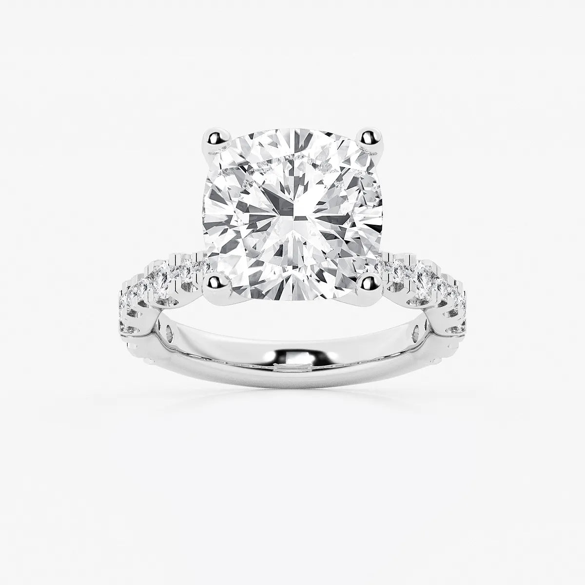 Cushion Lab Grown Diamond Station Engagement Ring