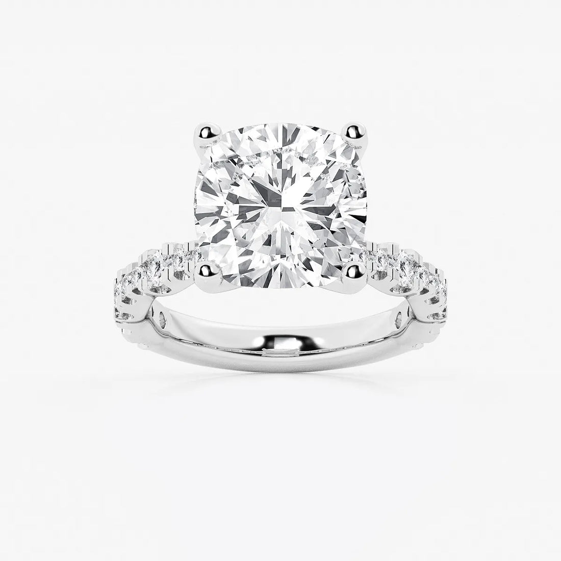 Cushion Lab Grown Diamond Station Engagement Ring