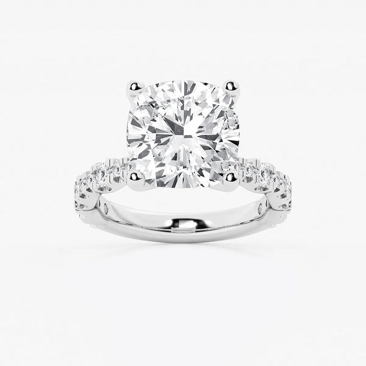 Cushion Lab Grown Diamond Station Engagement Ring