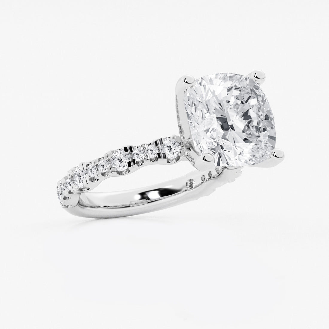 Cushion Lab Grown Diamond Station Engagement Ring