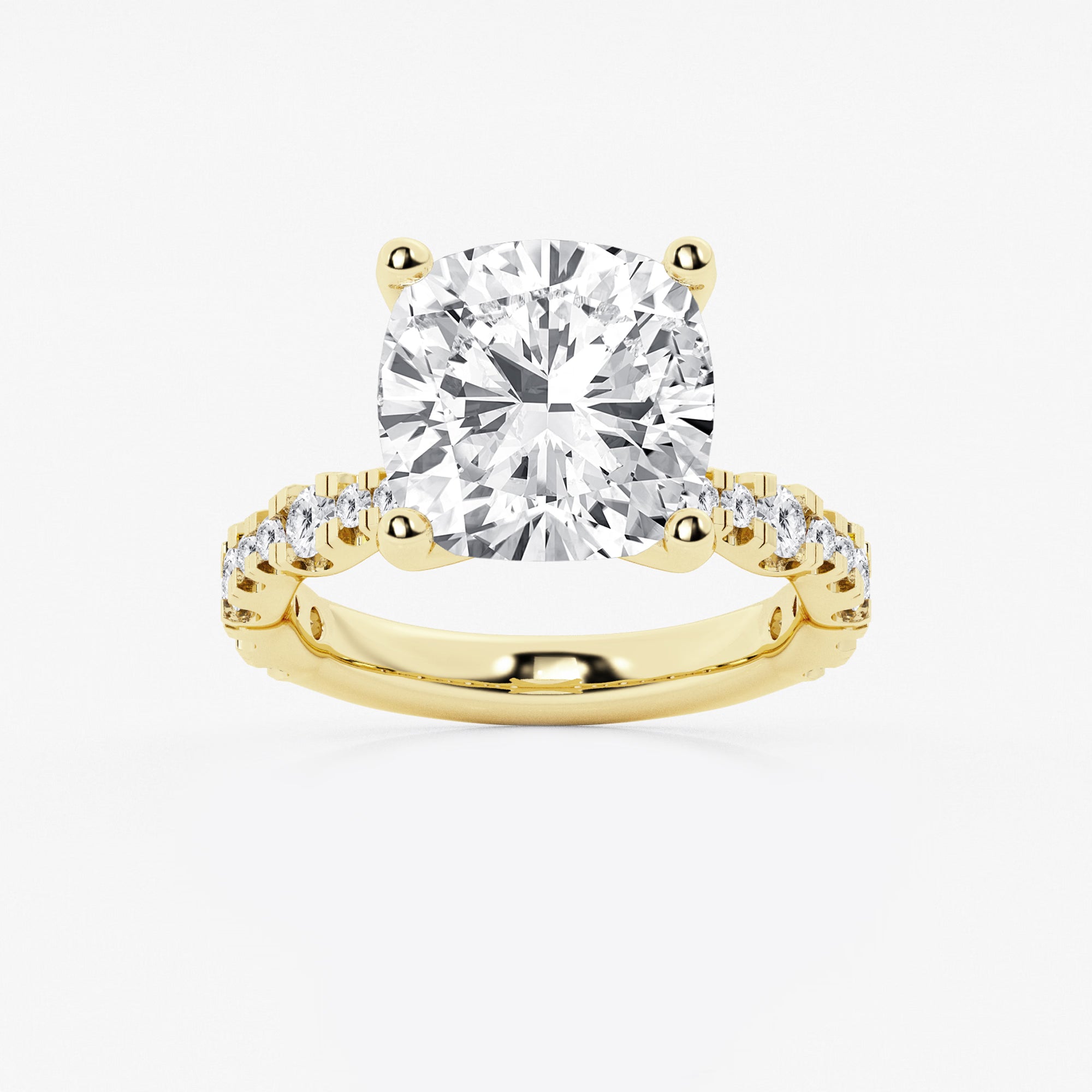 Cushion Lab Grown Diamond Station Engagement Ring