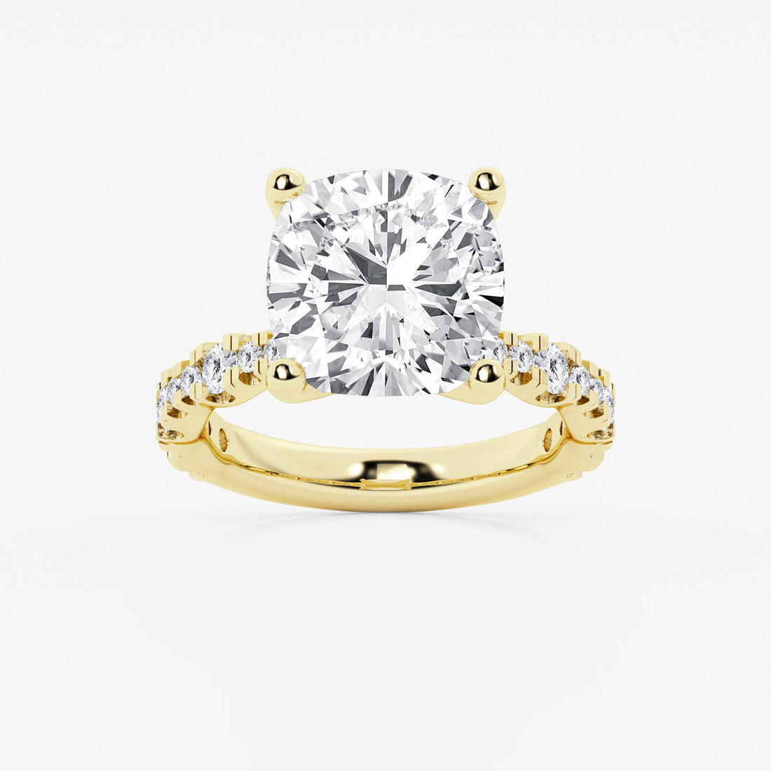 Cushion Lab Grown Diamond Station Engagement Ring
