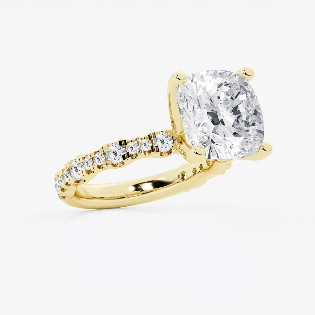 Cushion Lab Grown Diamond Station Engagement Ring