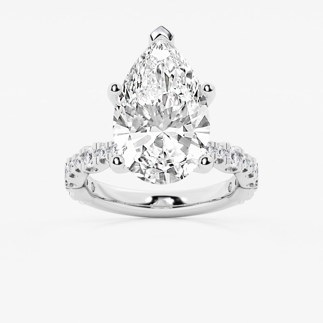 Pear Lab Grown Diamond Station Engagement Ring