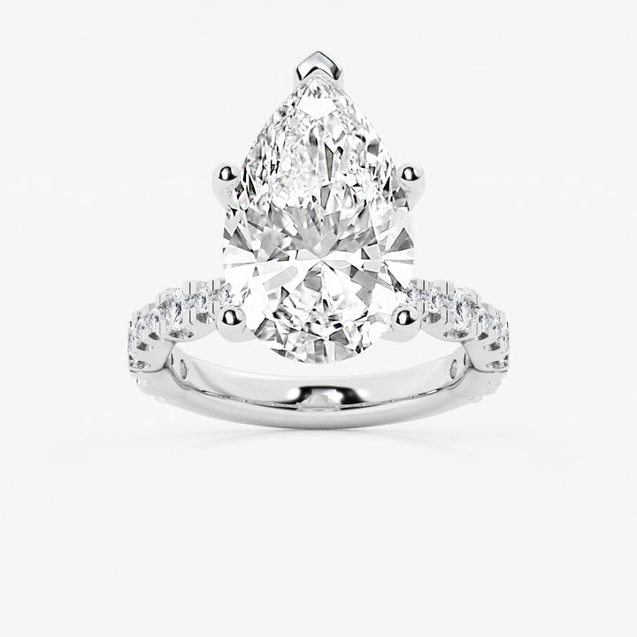 Pear Lab Grown Diamond Station Engagement Ring