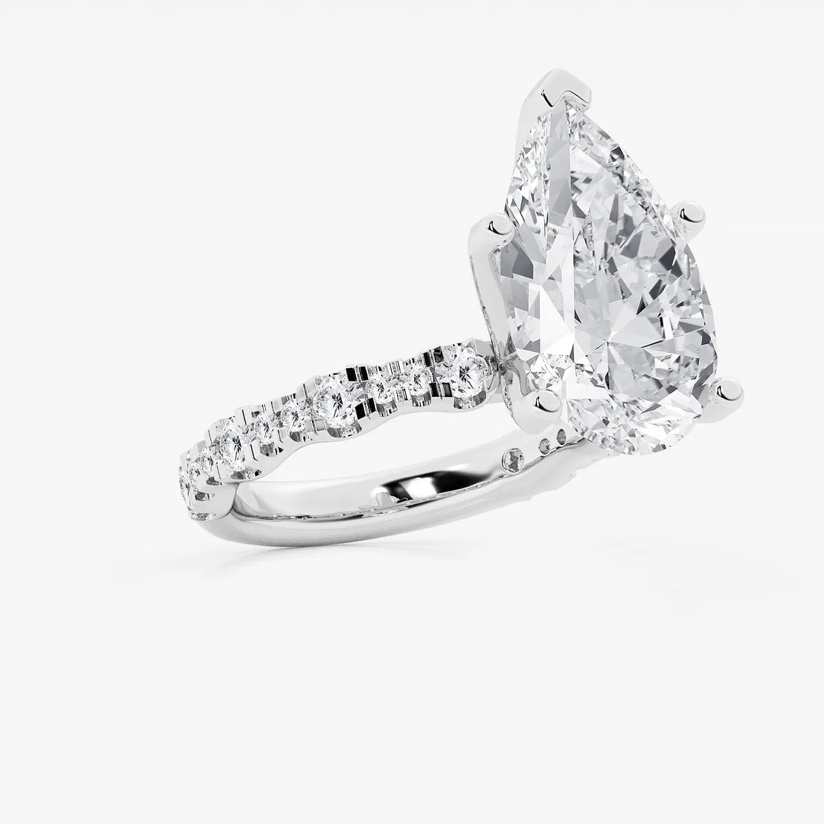 Pear Lab Grown Diamond Station Engagement Ring