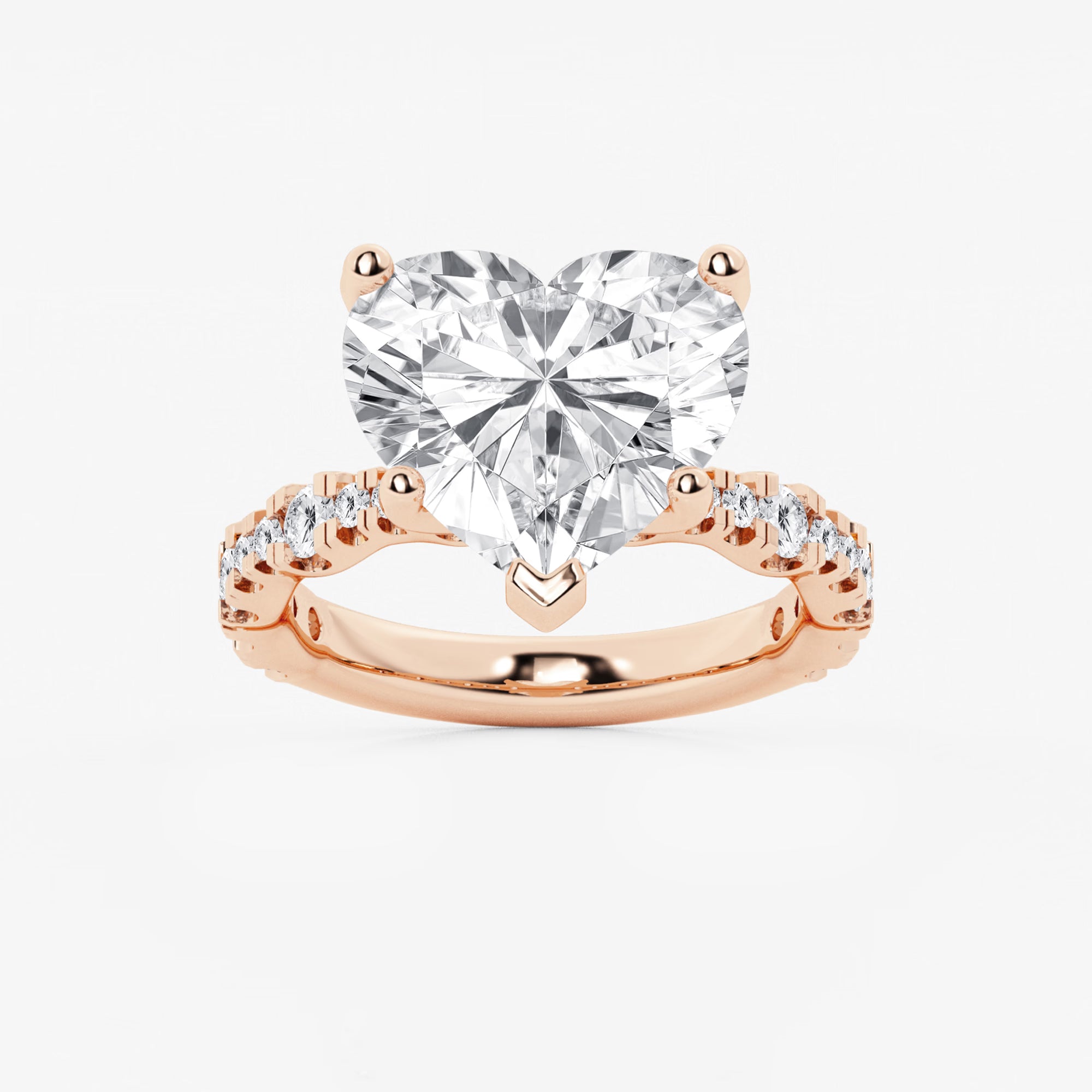 Veloura Heart Station Lab-Grown Diamond Engagement Ring with Alternating Diamond Accents