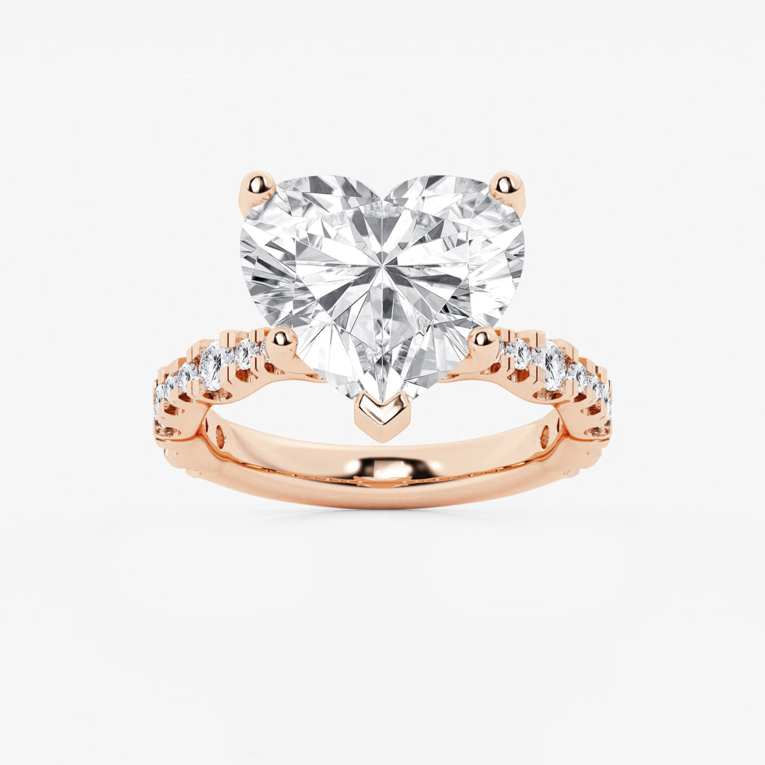 Veloura Heart Station Lab-Grown Diamond Engagement Ring with Alternating Diamond Accents