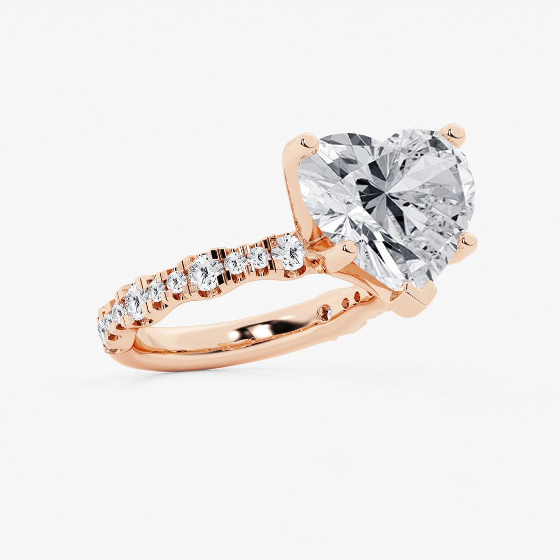 Veloura Heart Station Lab-Grown Diamond Engagement Ring with Alternating Diamond Accents