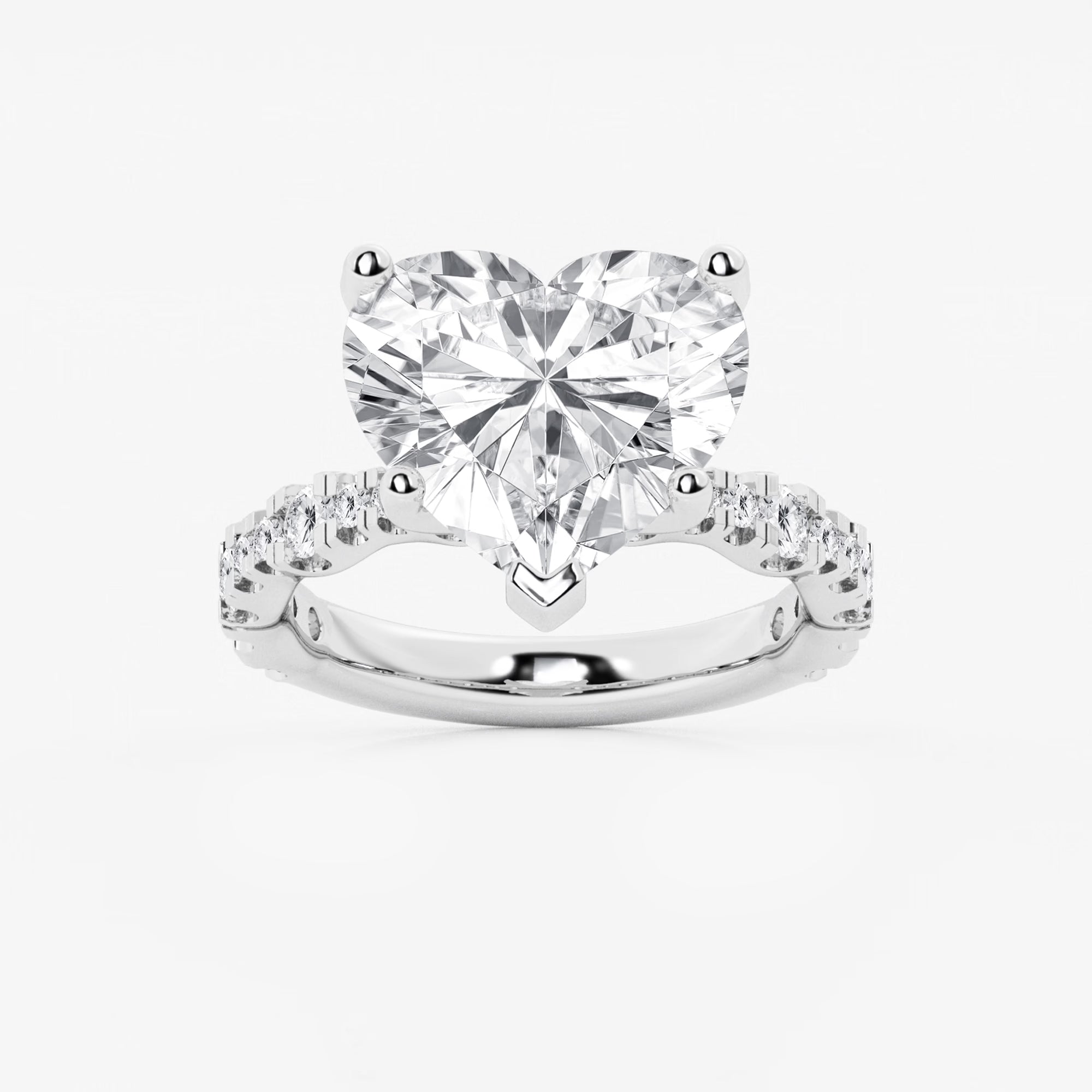 Veloura Heart Station Lab-Grown Diamond Engagement Ring with Alternating Diamond Accents