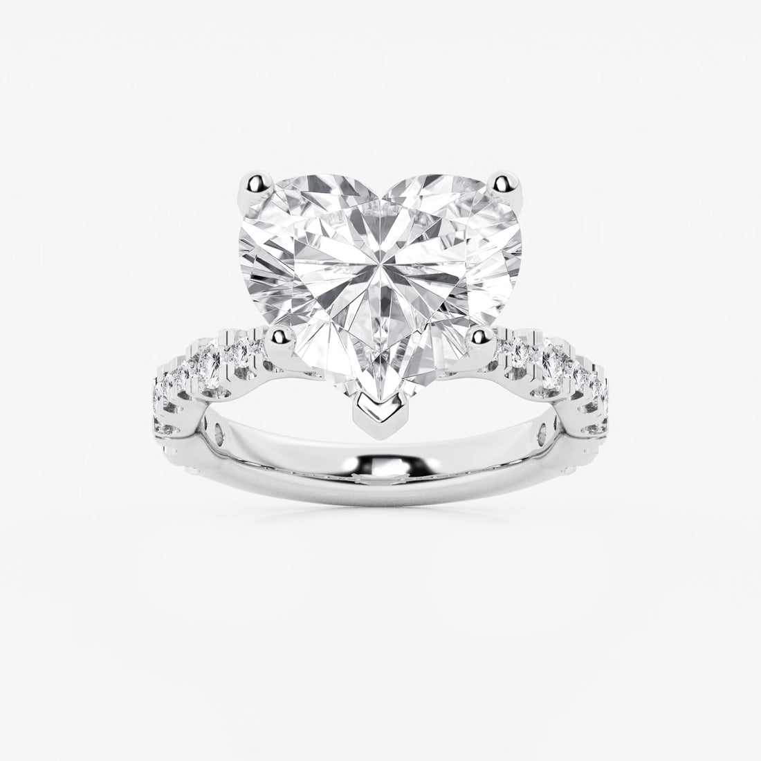 Veloura Heart Station Lab-Grown Diamond Engagement Ring with Alternating Diamond Accents