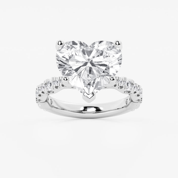 Veloura Heart Station Lab-Grown Diamond Engagement Ring with Alternating Diamond Accents